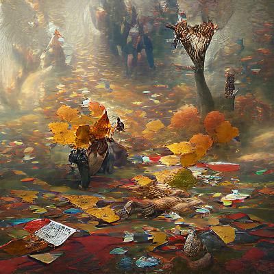 Autumn Leaves Falling: Hyperdetailed Fantasy Art