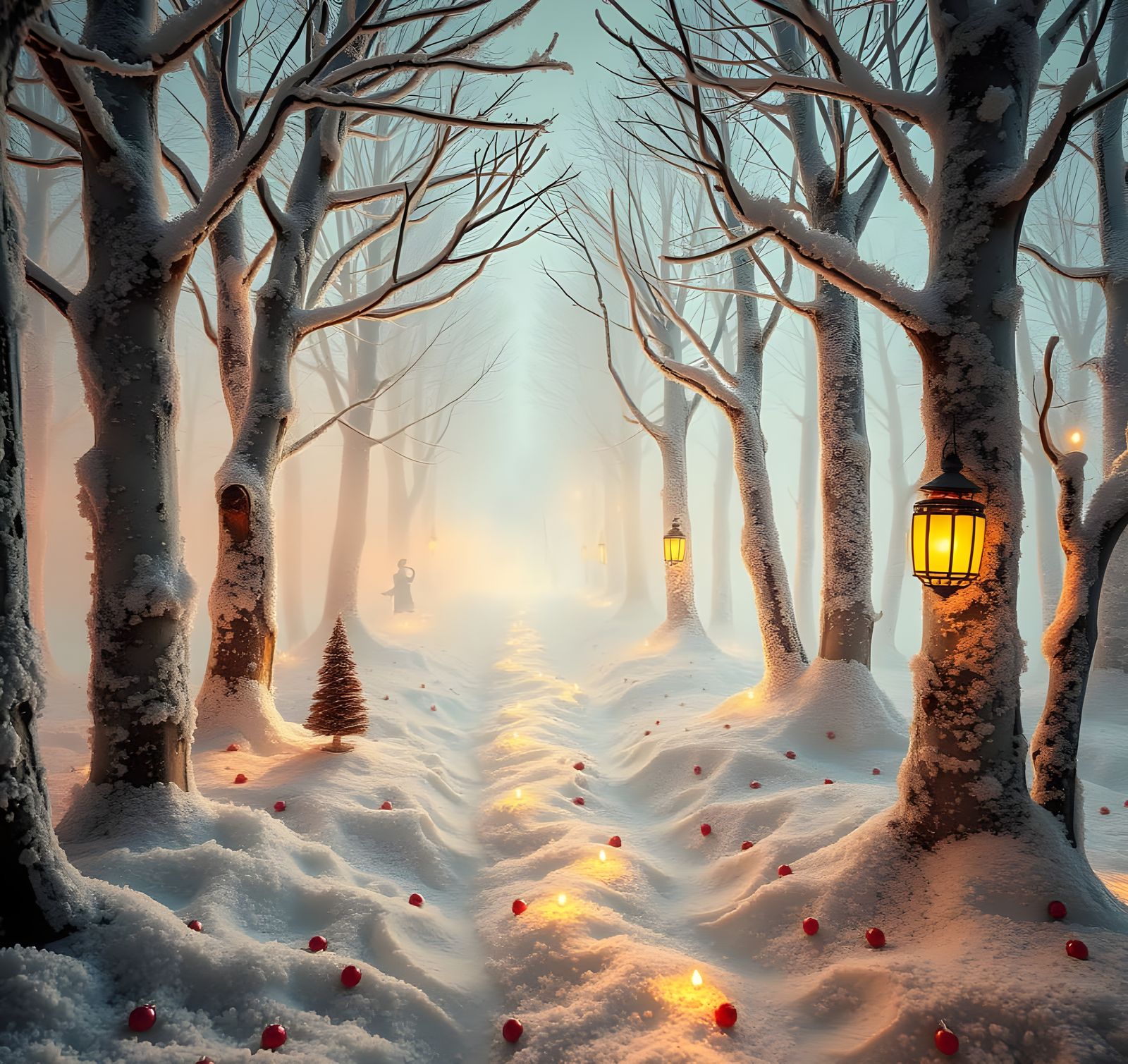 Winter Wonderland in Charcoal Drawing Style