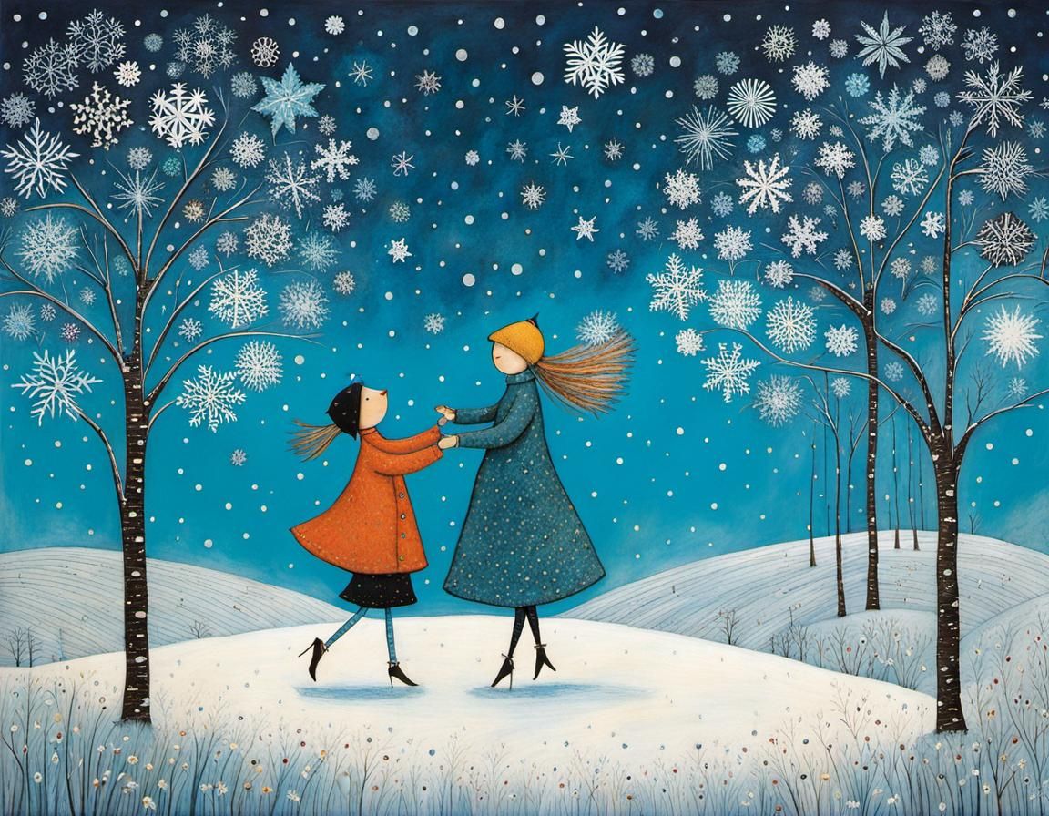 Whimsical Snowflake Dance in Intricate Detail