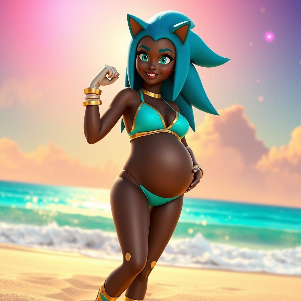 Elegant Sonic the Hedgehog Goddess of the Beach