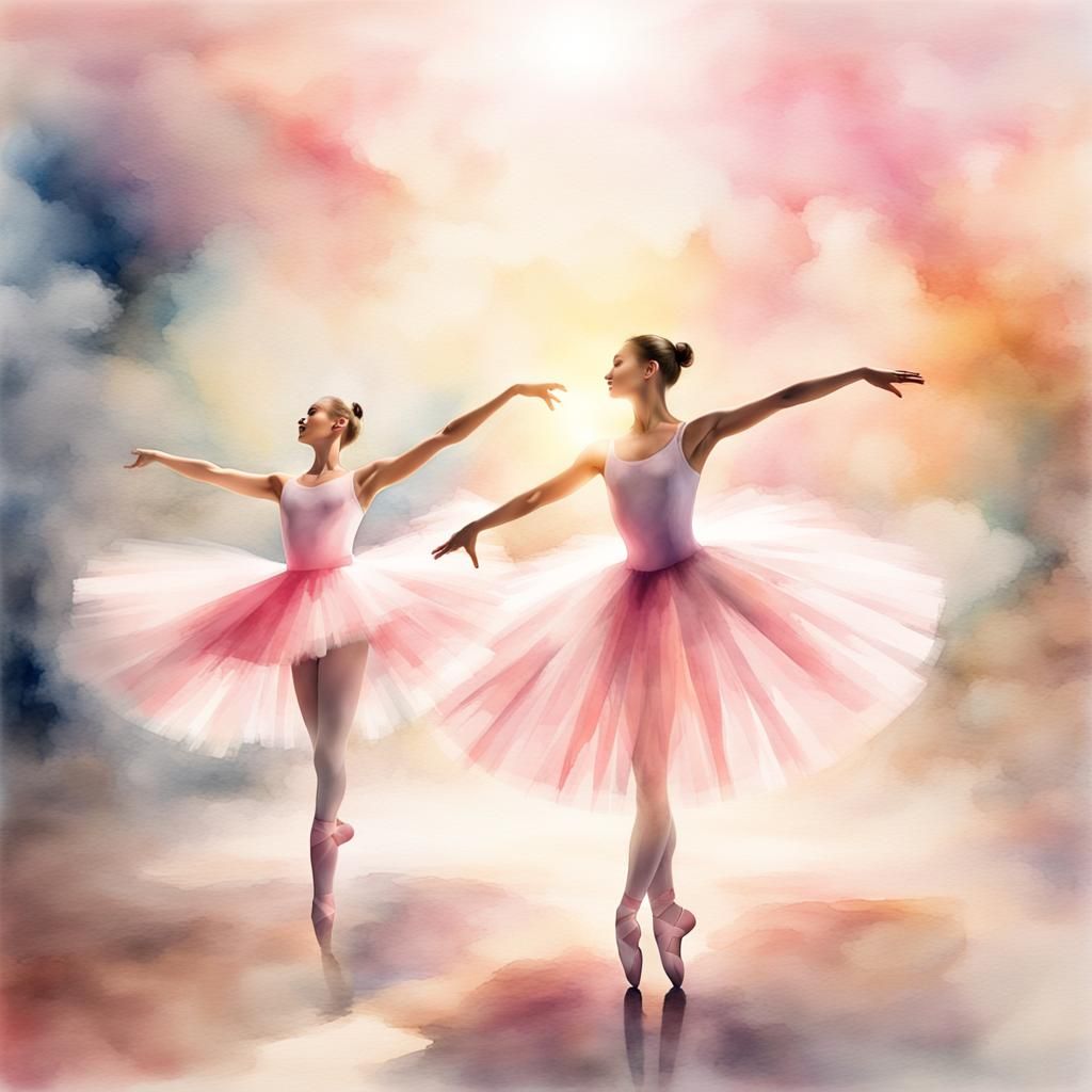 Ballerina in Pink Tutu: Watercolor Ballet Scene