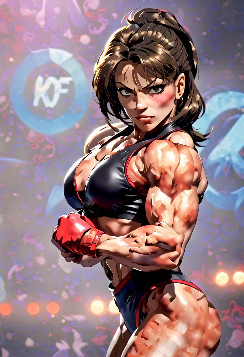 KOF Style Female Bodybuilder by Gustaf Tenggren