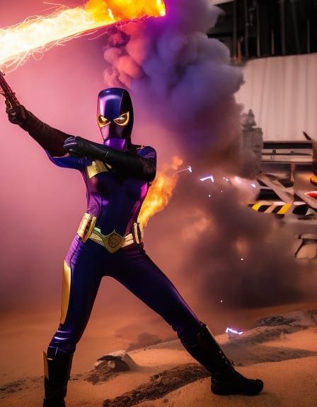 Vigilante Superhero Landing in Action