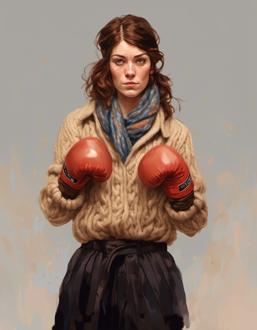 Hyperrealistic Female Boxer in Peaky Blinders Style