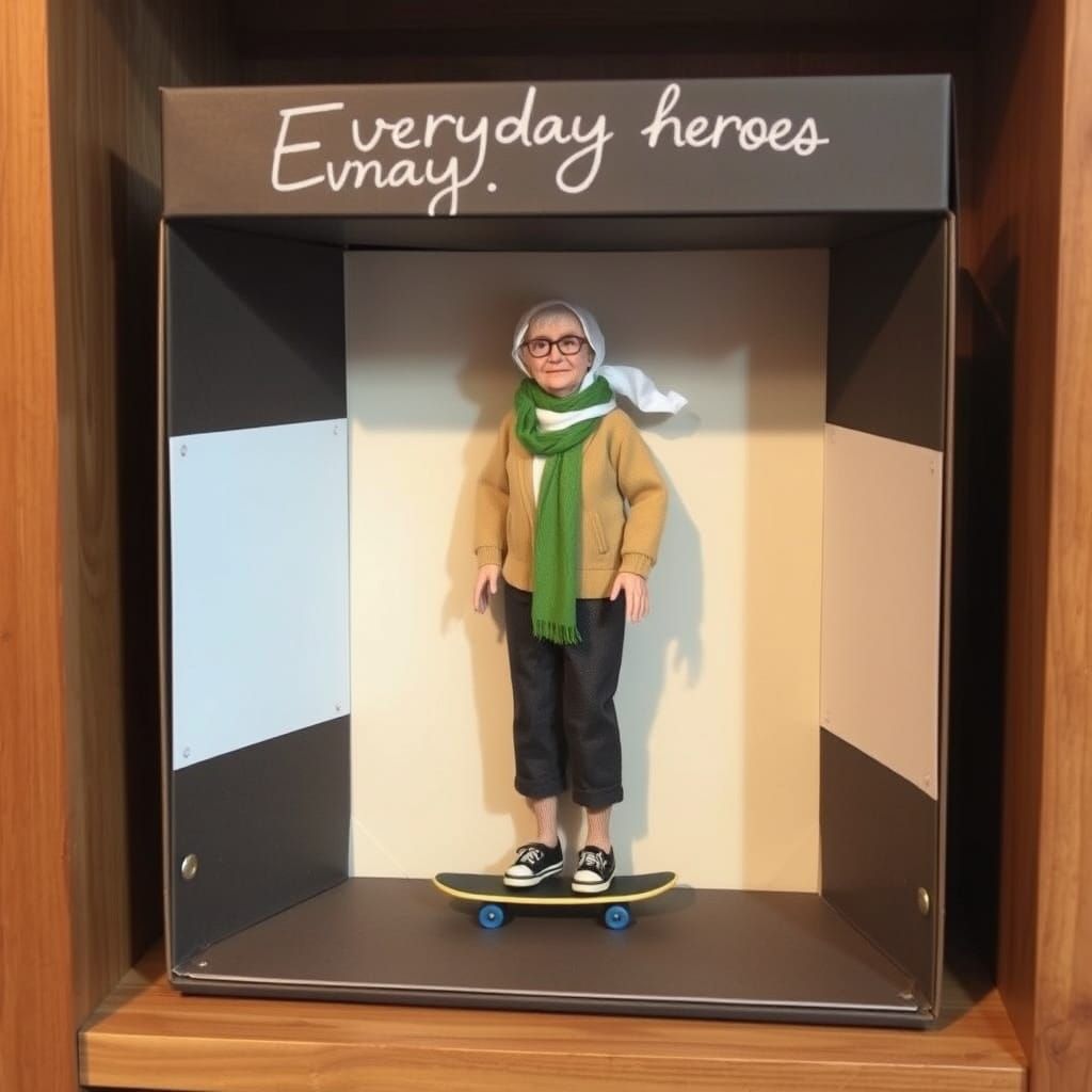 Vintage Doll Hero on Skateboard in Shelf