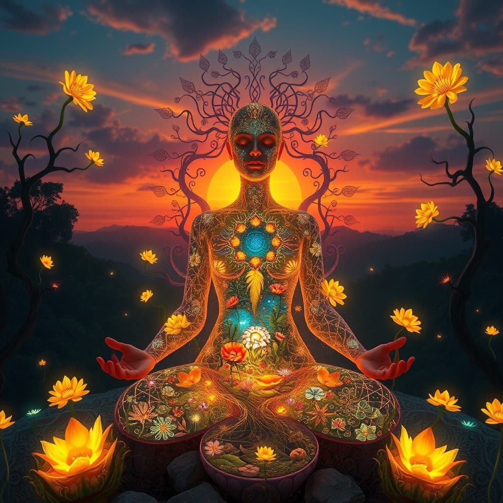 Dreamlike Art of the Mystic Woman's Mindscape in a Fantastic...