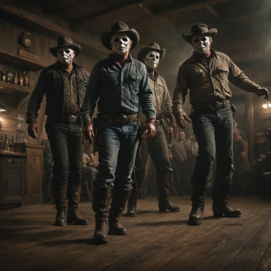 Horror Icons Western Line Dance in Digital Art