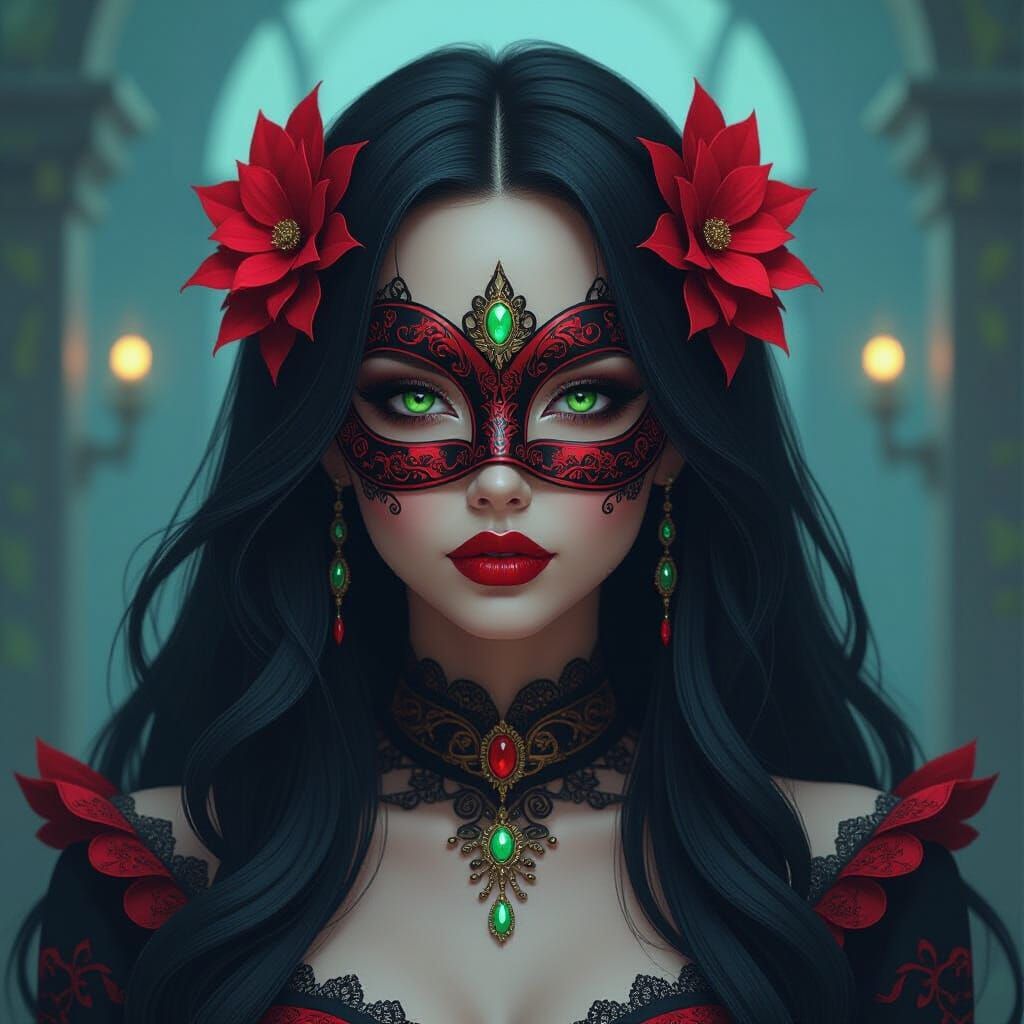 woman with masquerade mask.
