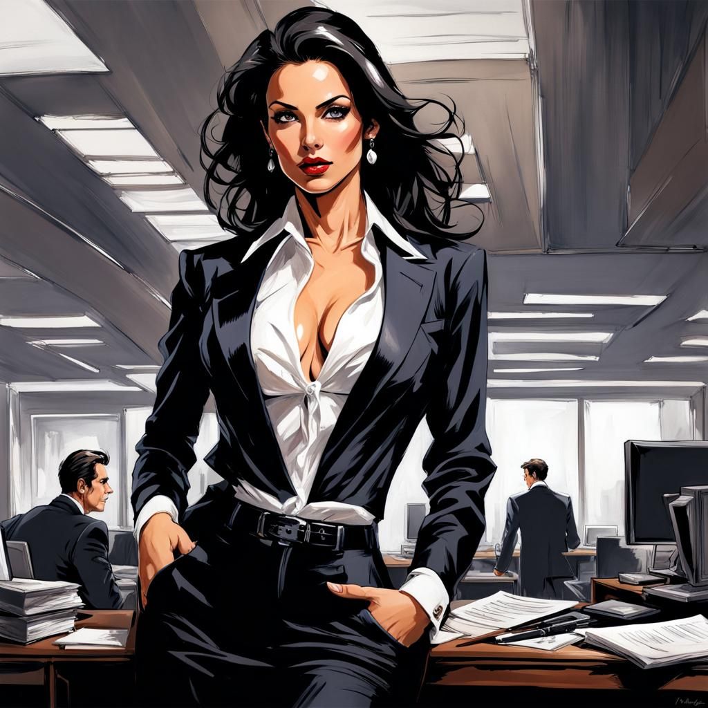 Elegant Woman in Office as Splash Art