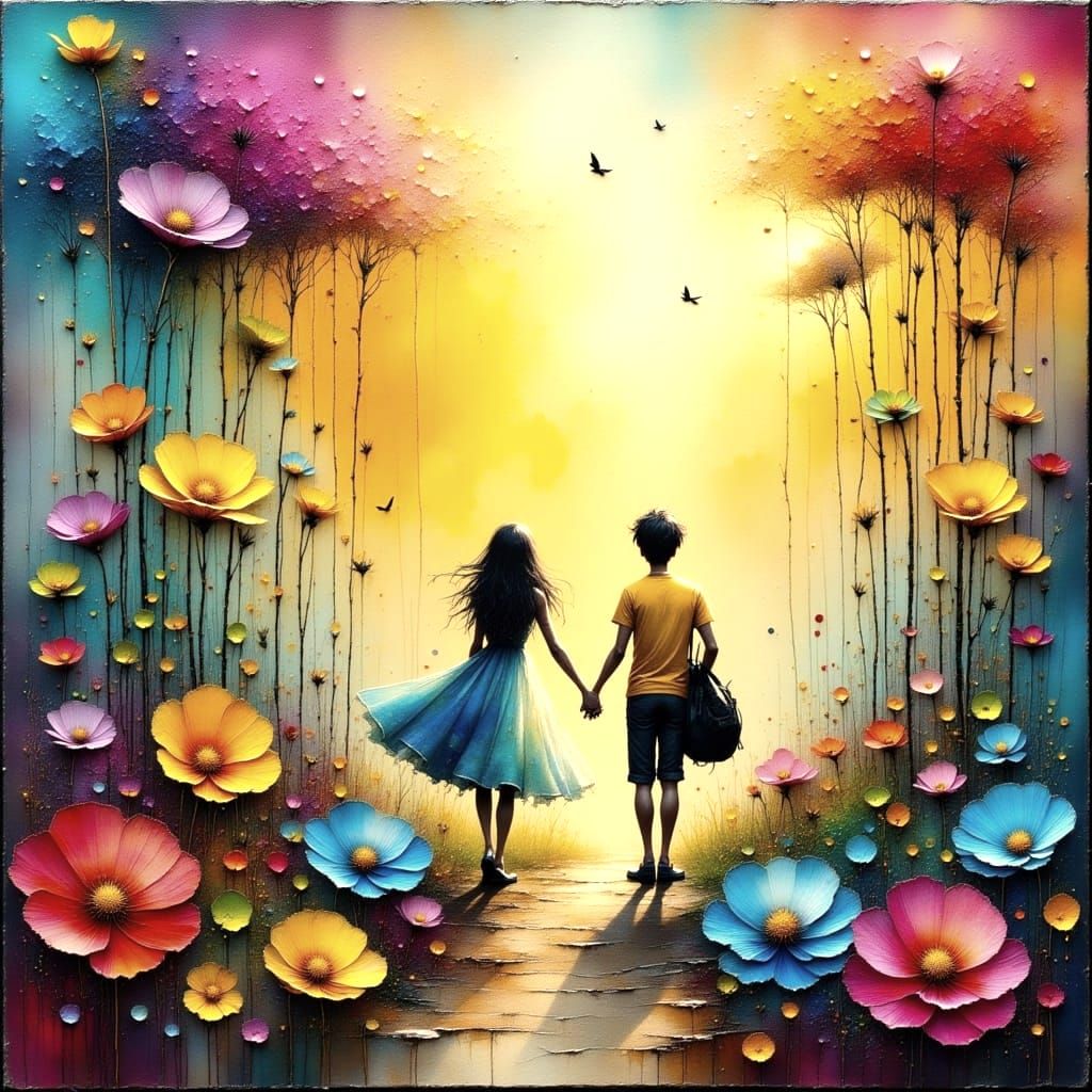 Romantic Encounter in a Futuristic Landscape