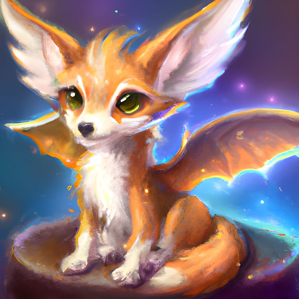 Chibi Fox Dragon Character Design in Space