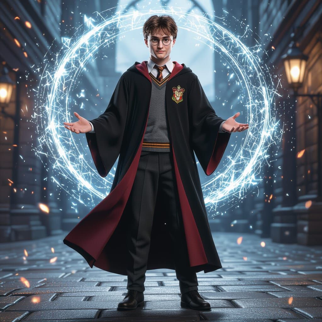 Harry Potter in Magical Hogwarts Setting, 3D Render