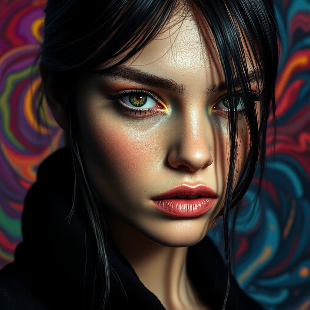 Mesmerizing Snake Eyes: Hyperrealistic Fashion Portrait