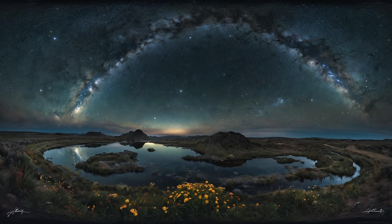 The Curved Milky Way on the Northern Tundra in Autumn