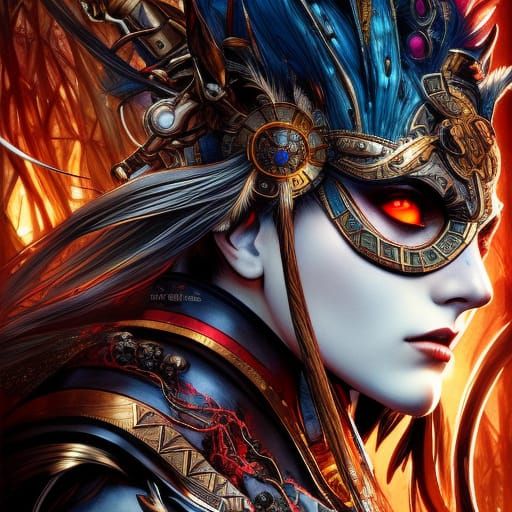 Majestic Raven in Norse Folklore Style