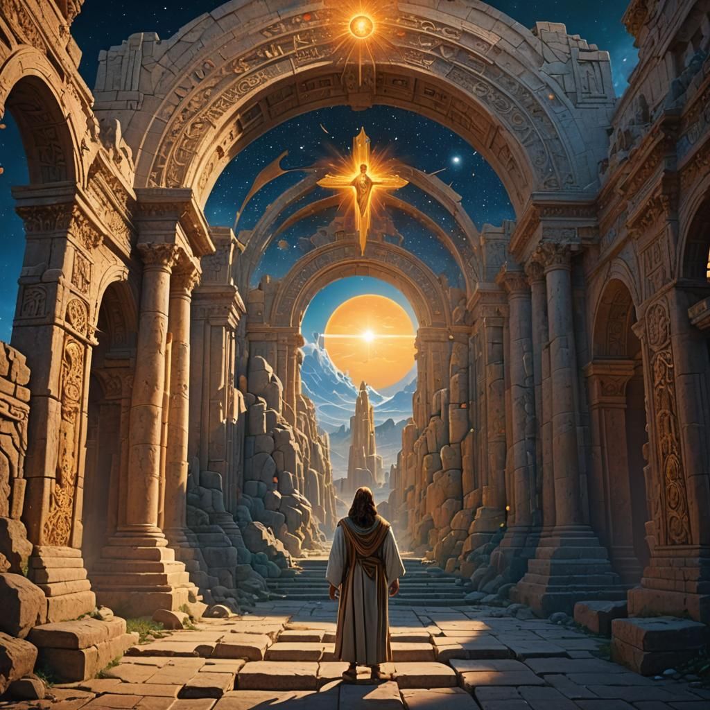 Celestial Gateway: A Divine Figure in Fantasy Art