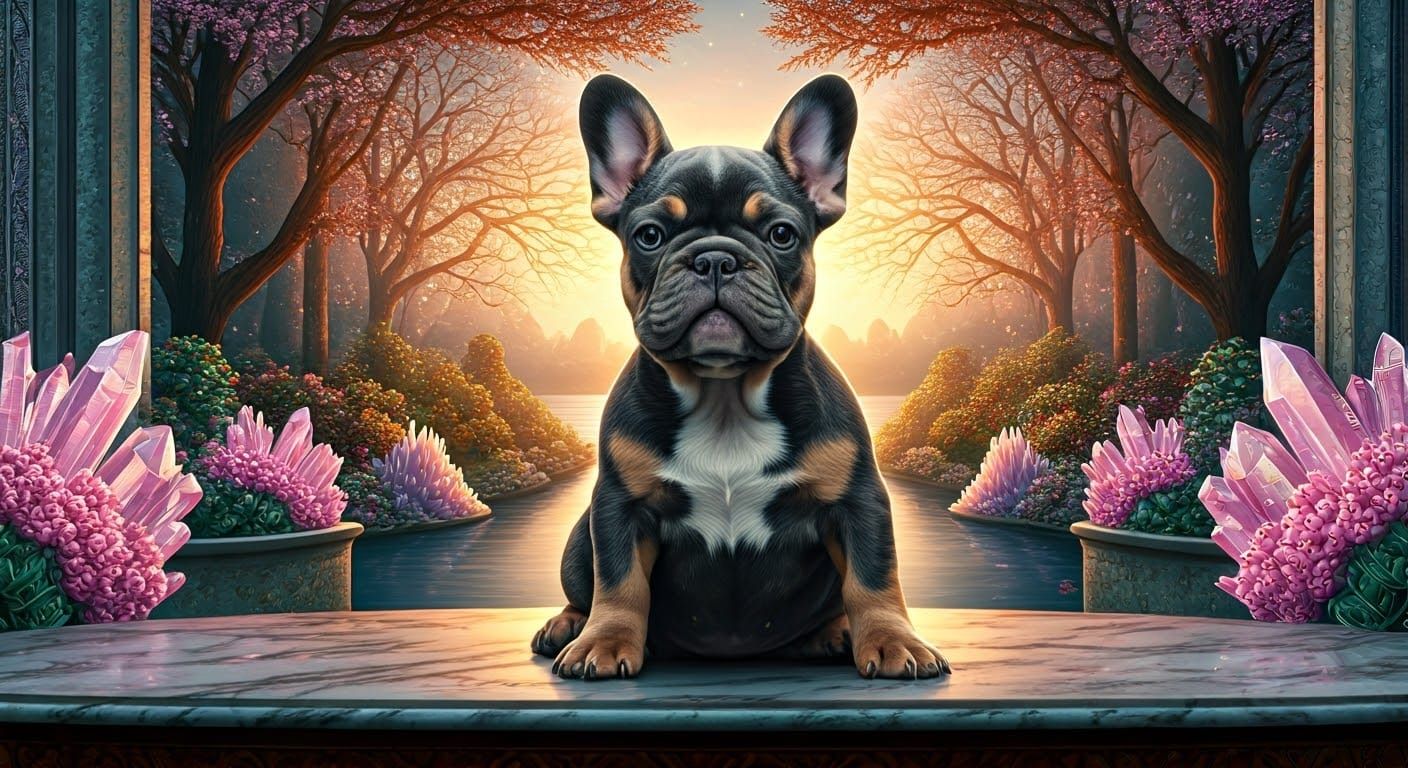 Hyperrealistic French Bulldog Puppy in Enchanted Forest