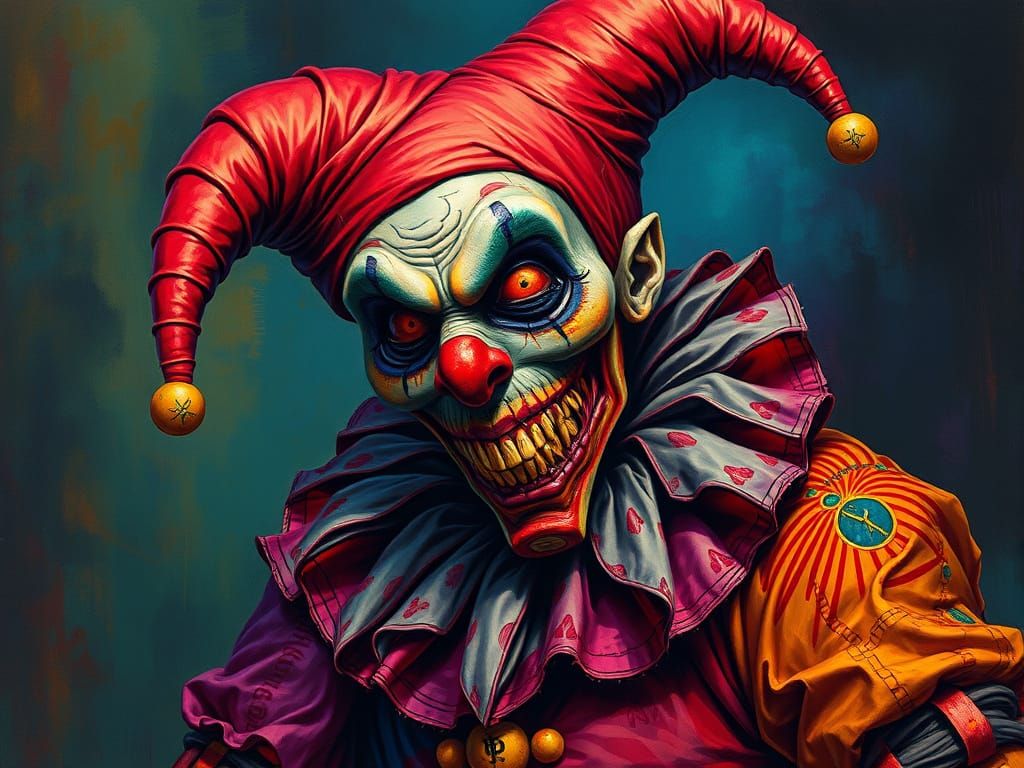 Grotesque Harlequin in Dark Fantasy Style