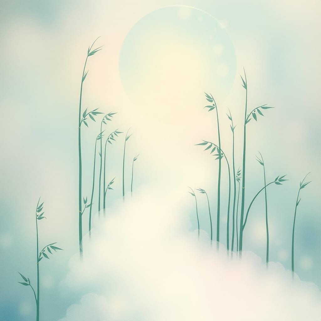 Ethereal Bamboo River in a Dreamy Cosmic Landscape
