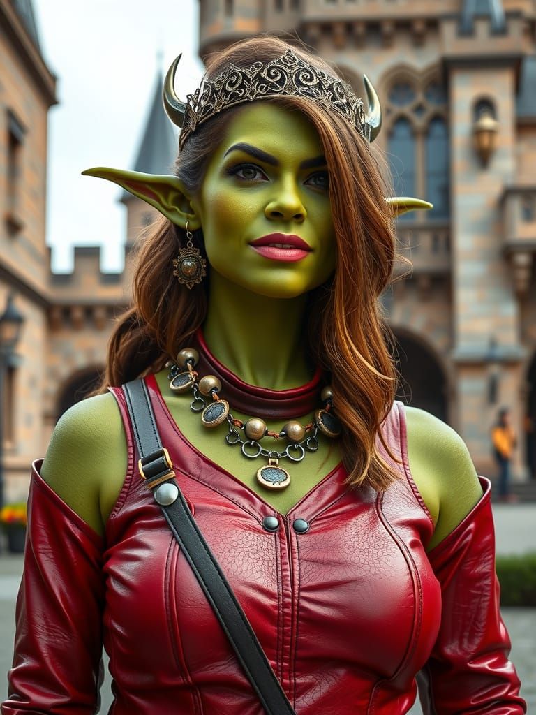 Modern Punk Princess Fiona in Red Leather