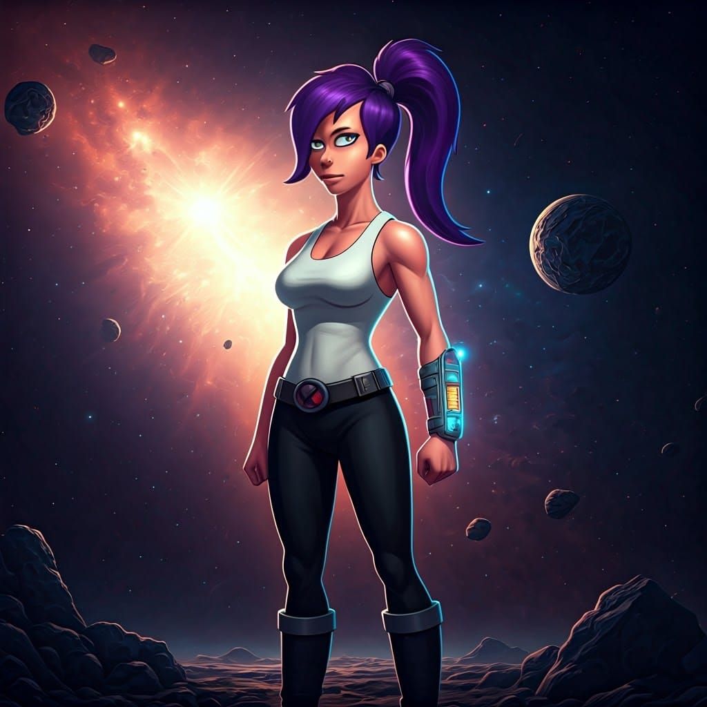 Futurama's Leela as Heroic Cyclops in Digital Painting