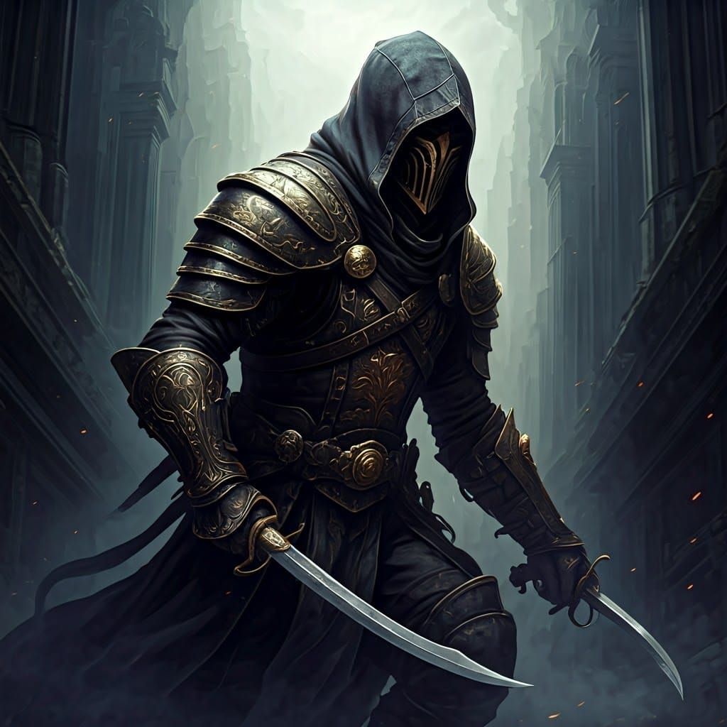 Mysterious Dark Fantasy Assassin Sneaks Through Ruins in Int...