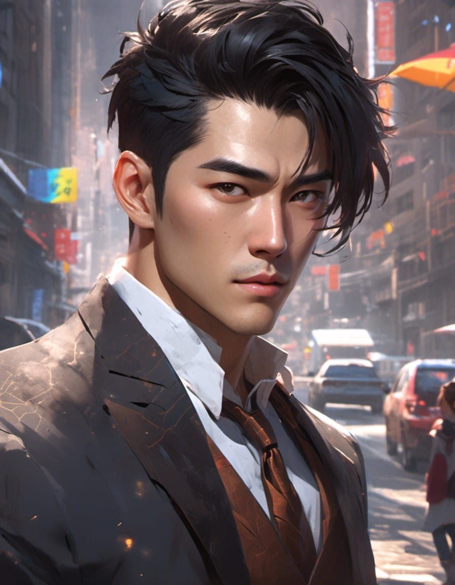 Handsome Korean CEO in Hyperrealistic Style