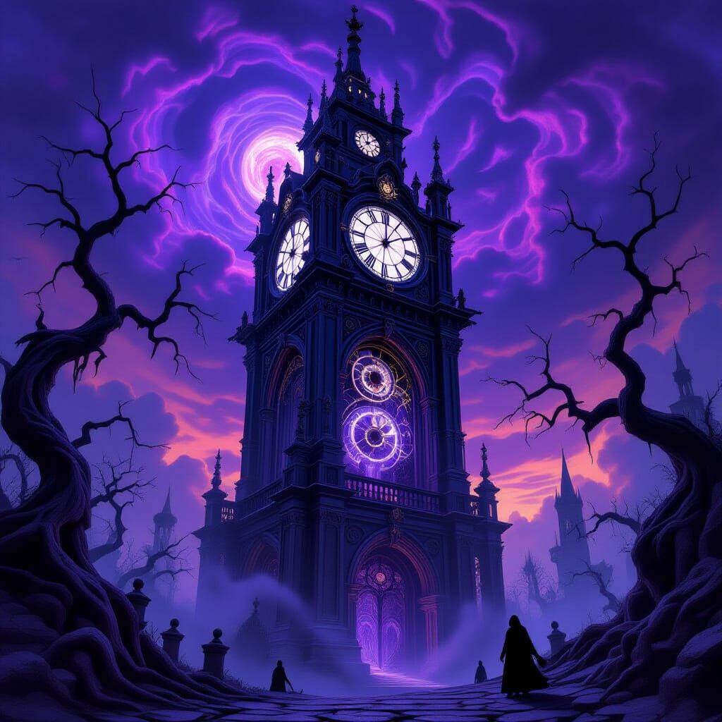 Surreal Obsidian Clocktower Powered by Souls