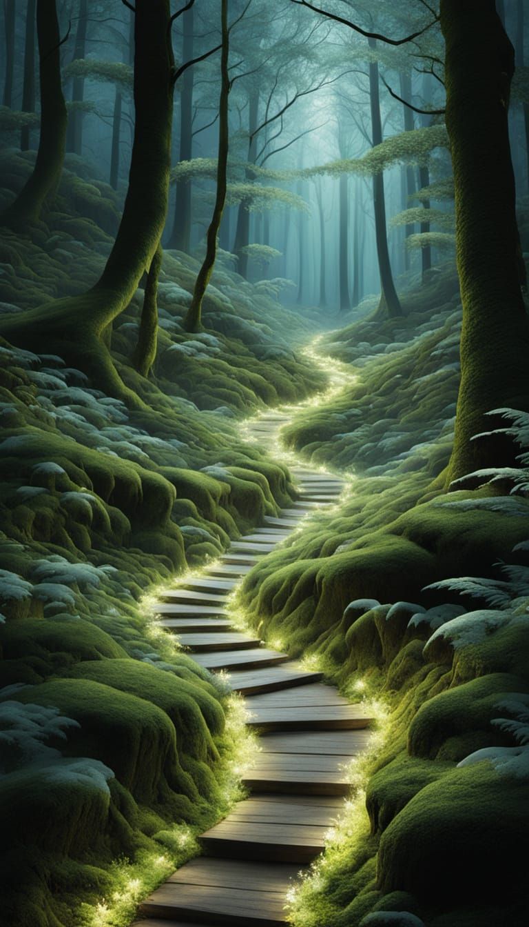 Luminescent Crystals Illuminate Forest Pathway