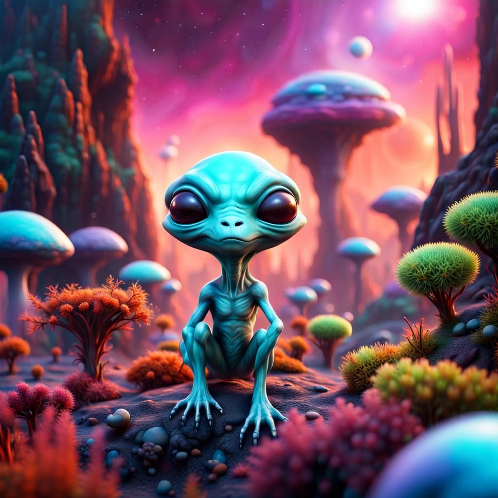 Colorful Alien World with Cute, Harmless Animals