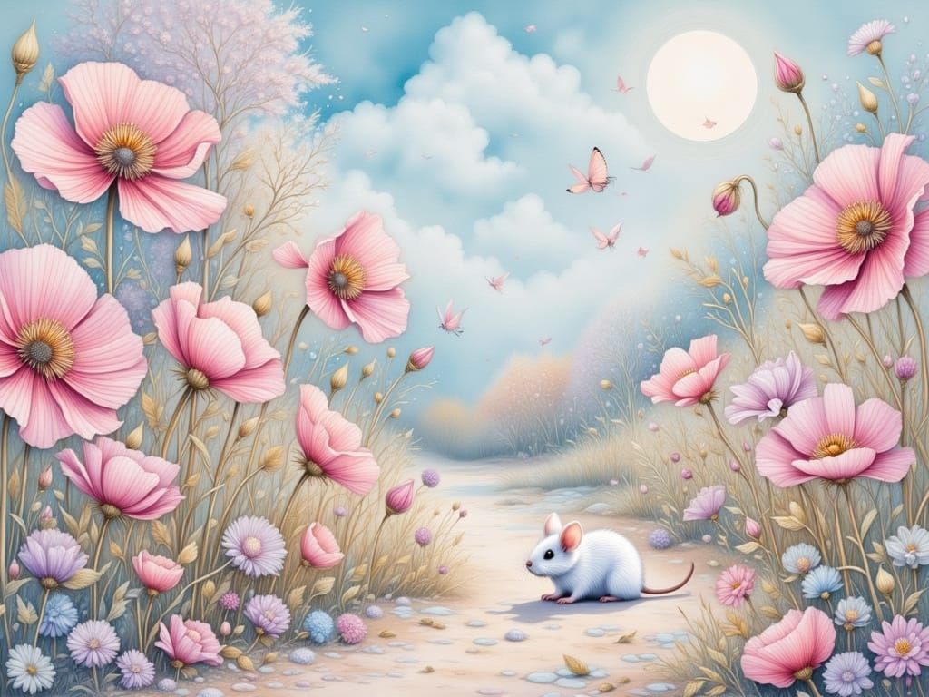 Cute Mouse in Pastel Dandelion World