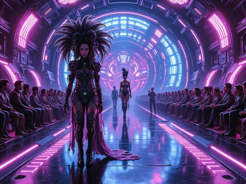 Exotic Alien Showgirl on Futuristic Cruise Starship