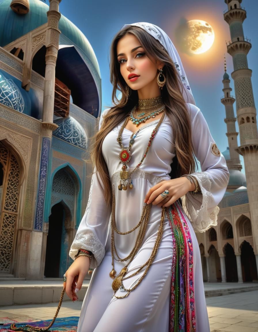 very long flowing leased  hair covering body, perfect body, ...