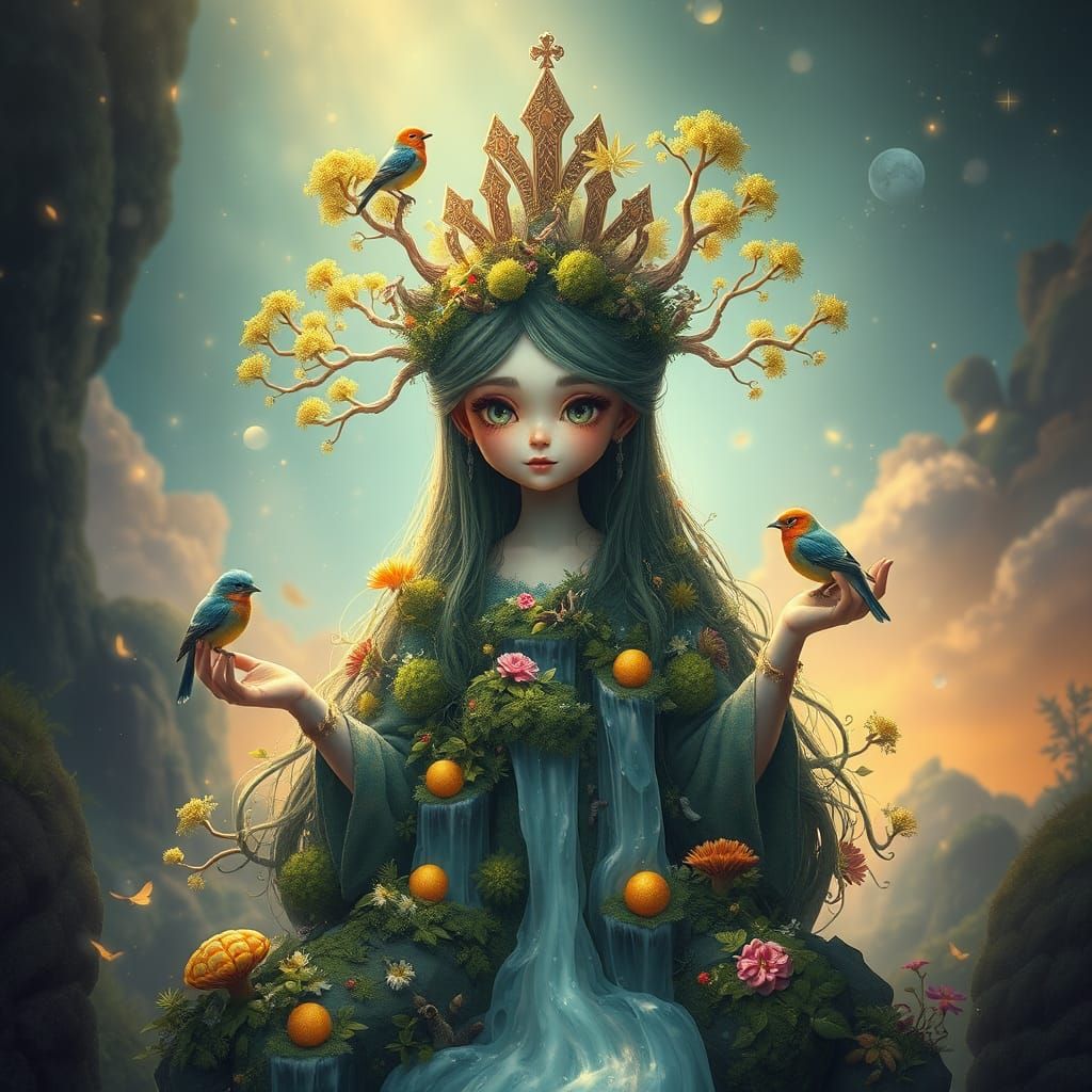 Whimsical Princess in a Vibrant Forest Realm