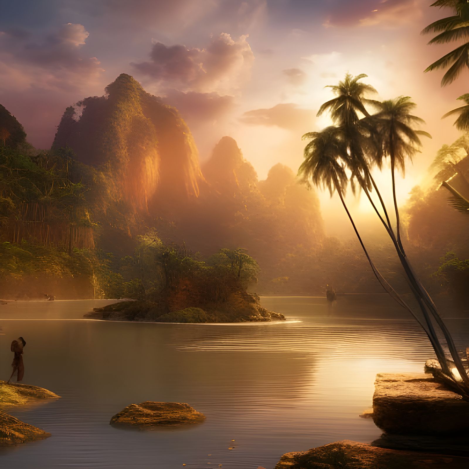 Primitive Tribe Hunters in Tropical Paradise