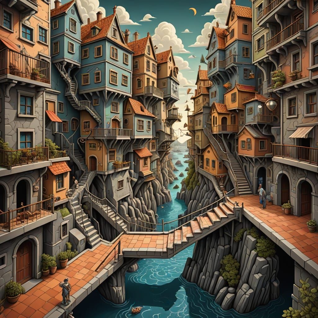 2D Illustration Transitions to 3D Scene Artistic Illusion