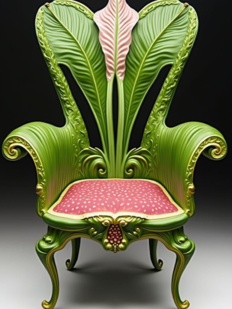 Organic Caladium Armchair in Whimsical Art Nouveau Style