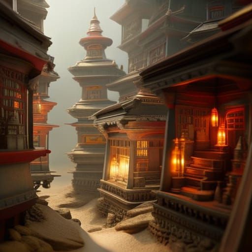 miniature of Kathmandu, Nepal : Temples & Hill side view