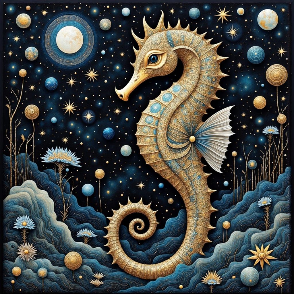 Art Deco Seahorse with Fractal Architecture