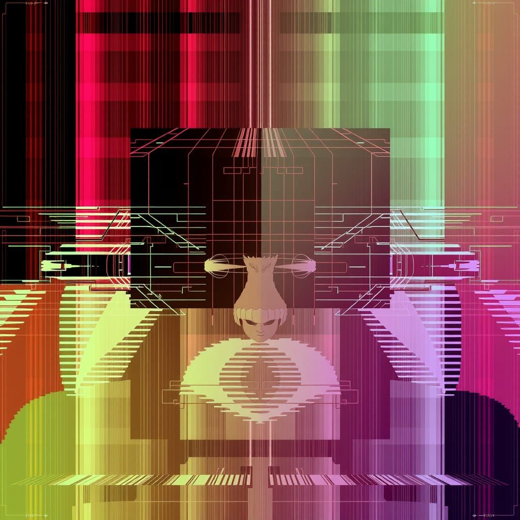 Abstract Glitch Art with Geometric Patterns