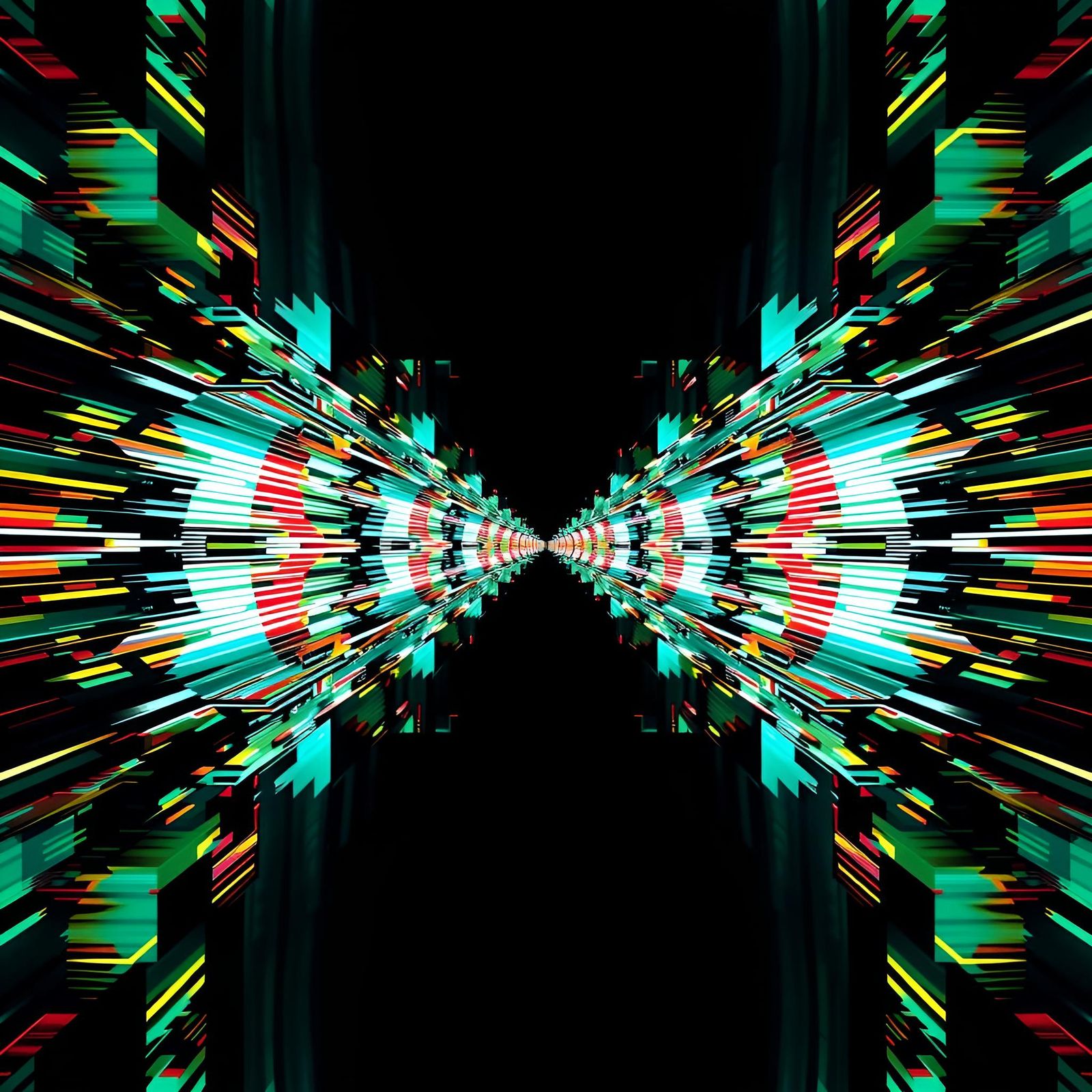 Abstract Glitch Art with Geometric Patterns