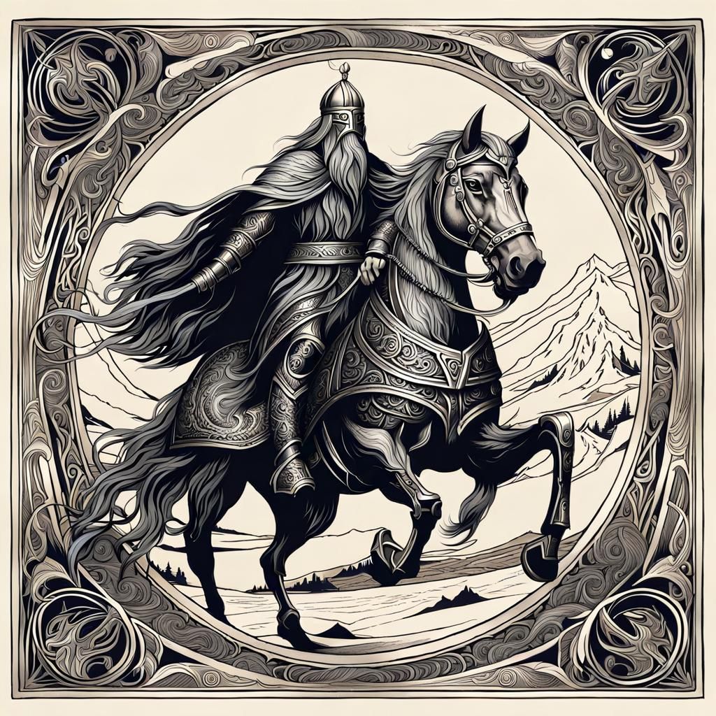 Odin and Sleipnir: Norse Mythology Fantasy Art