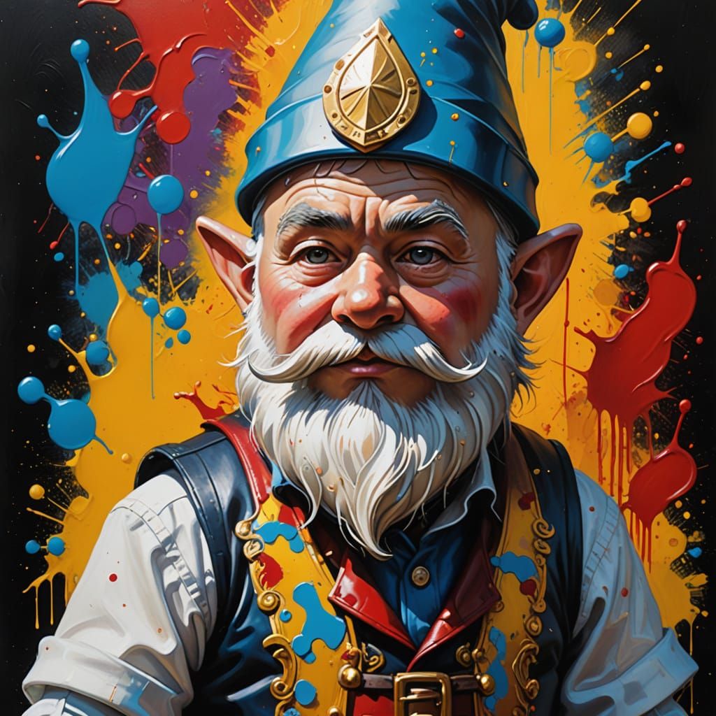 Vibrant Gnome Aristocrat in Oil Painting