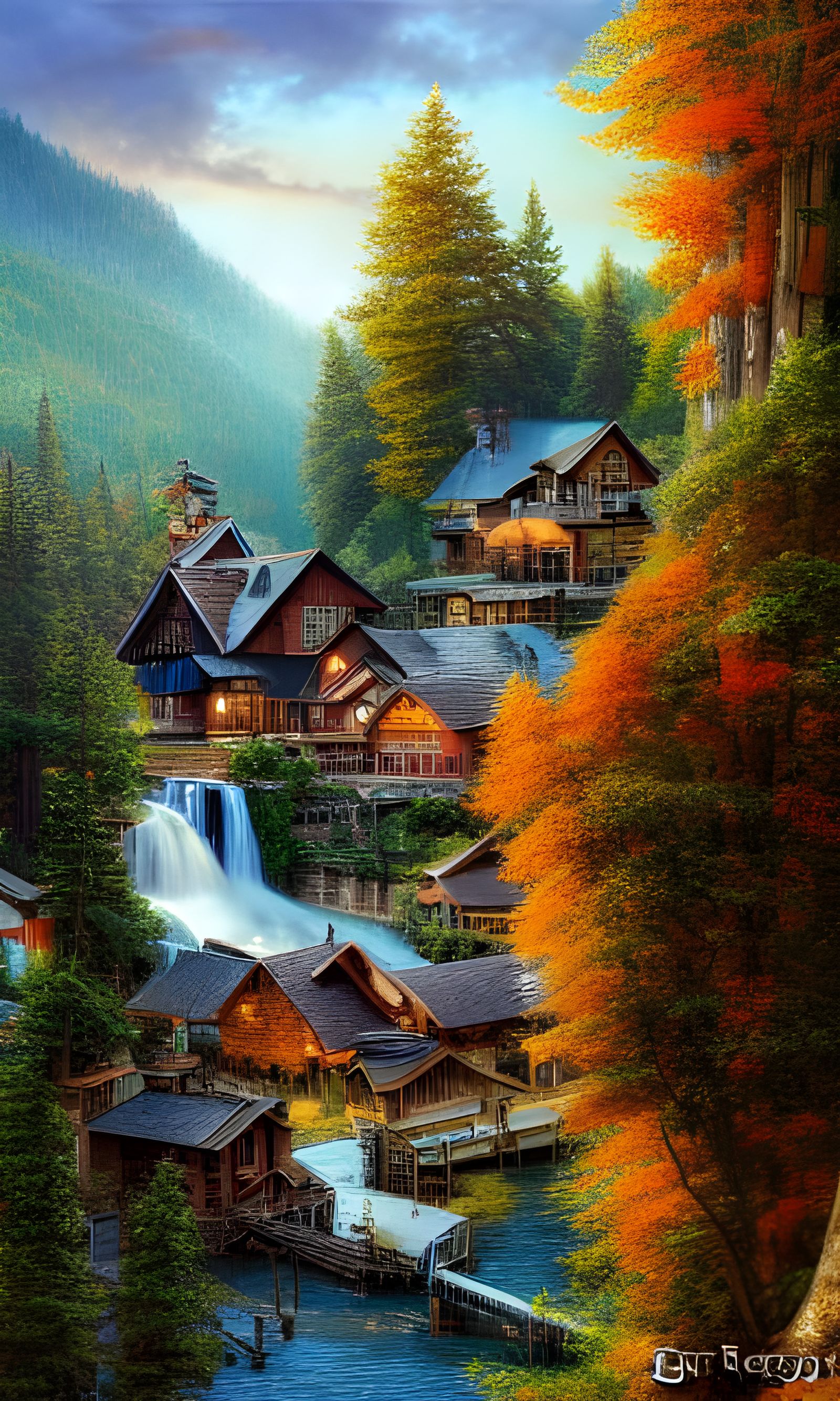 Town in autumn