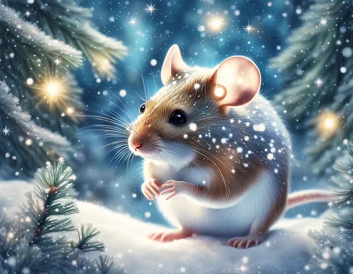 Whimsical Mouse in a Winter Wonderland
