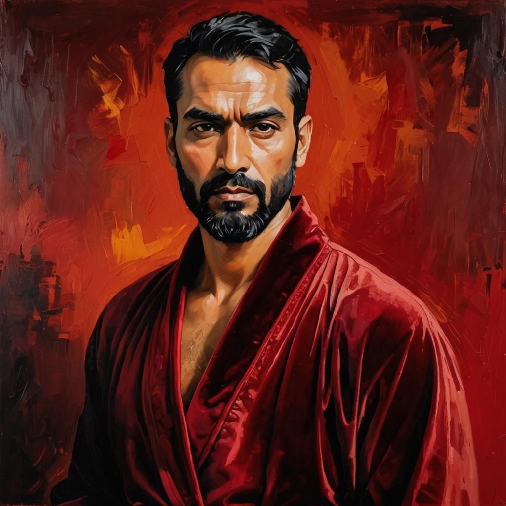 Expressionist Portrait of Man in Red Robe