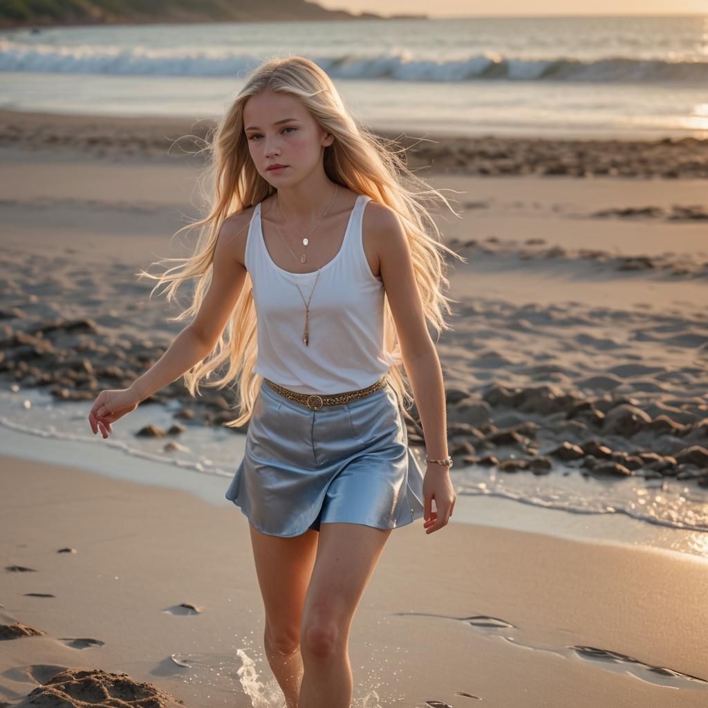 Golden Hour Beach Walk: A Cinematic Portrait