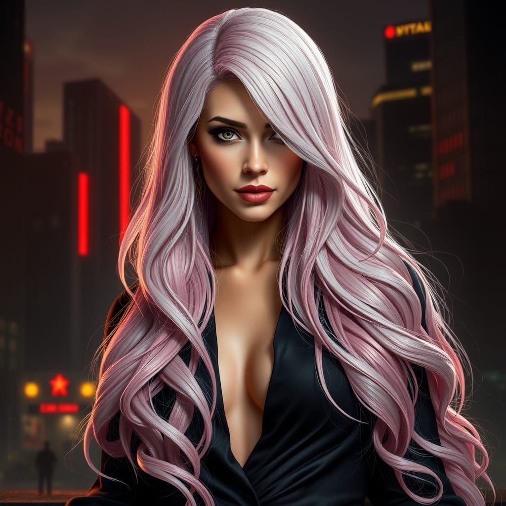 Female Mafia Boss Portrait in Art Nouveau Style