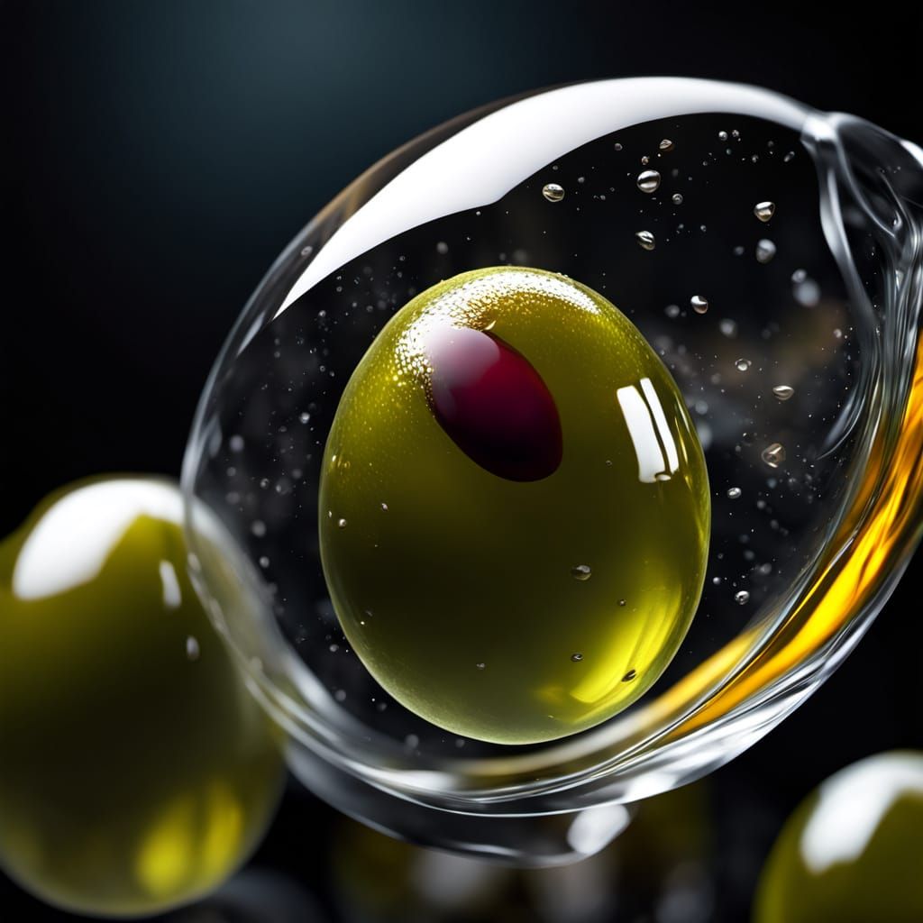 Hyper-Realistic Glass Olive in Vivid Color