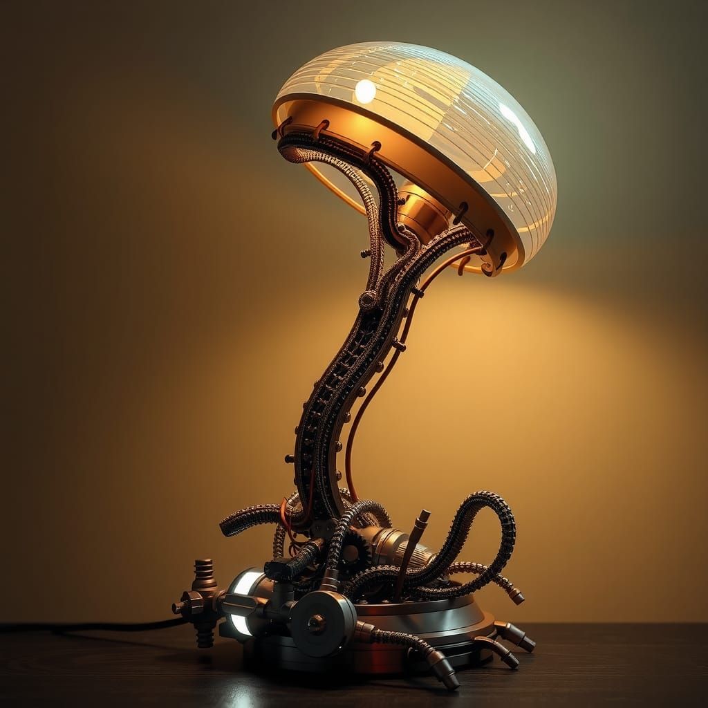 Biomechanical Lamp in Dark Industrial Style